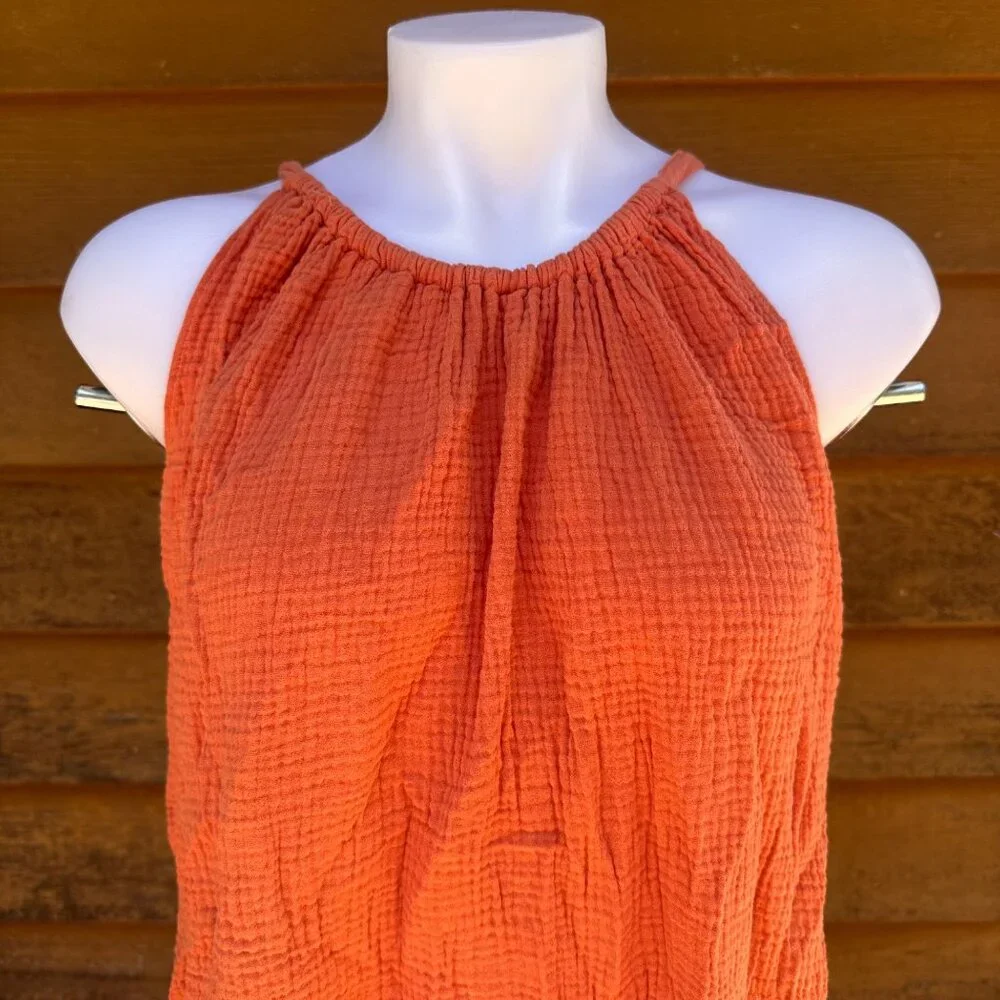 Kona Sol Coral Orange Gauze Soft Comfortable Dress Size S/M - Picture 4 of 8